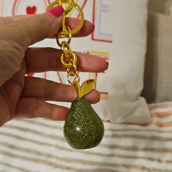 Accessories - Glittery Green Pear Keychain